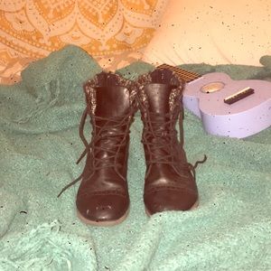 Black combat boots